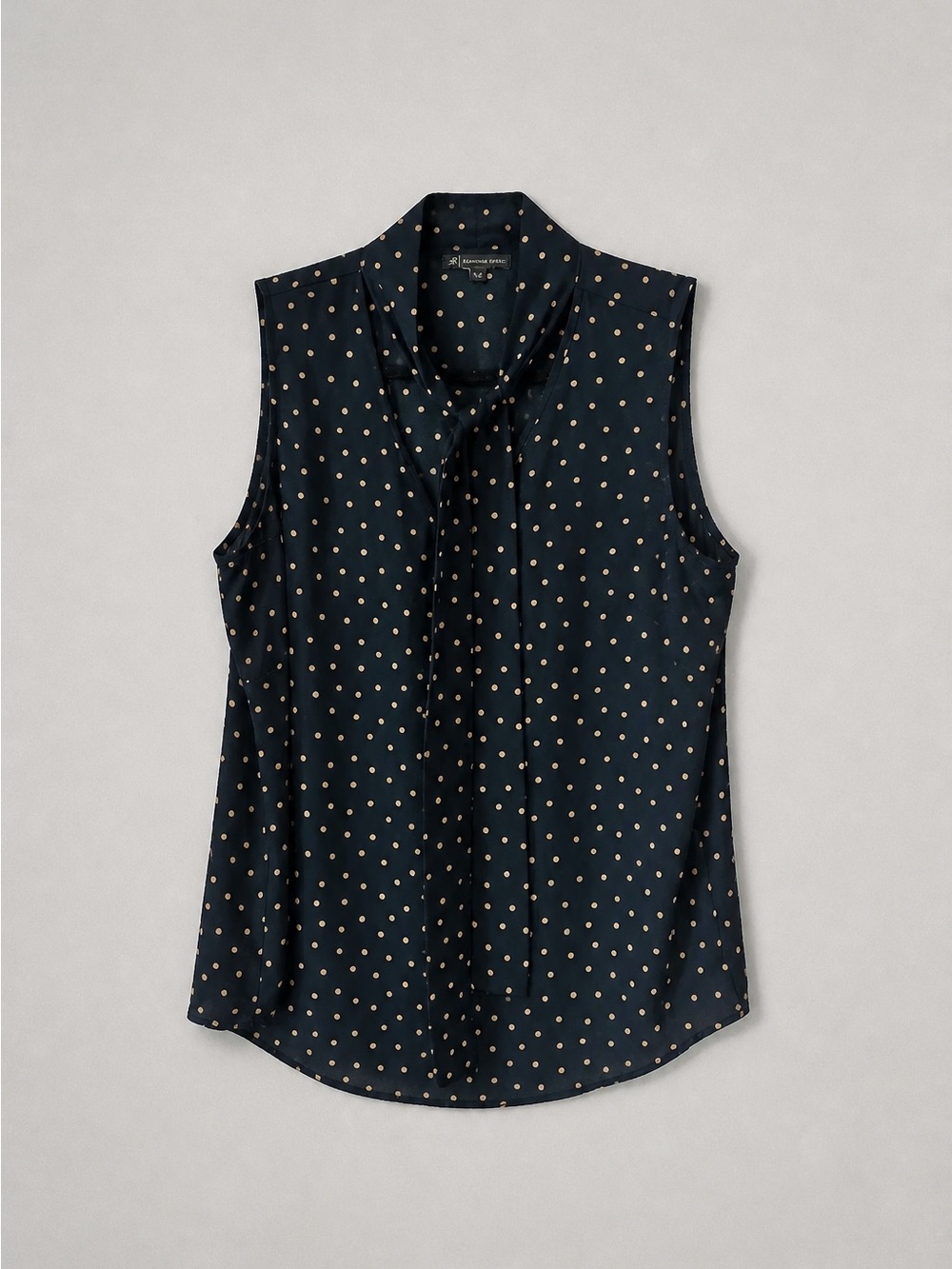 Adrianna Papell Navy Sleeveless Polka Dot Tie-Neck Camisole